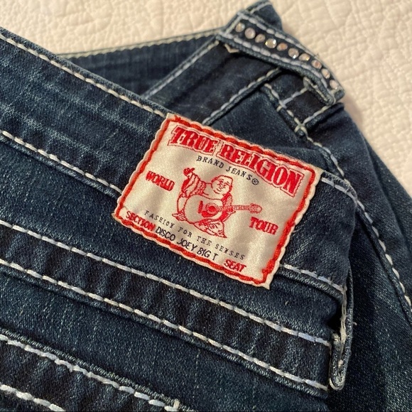 True Religion Disco Joey Big T Fray Hem Twisted Seam Jeans - 28 - Picture 7 of 16